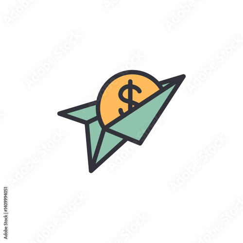 Finance message colored icons, minimalist vector illustration ,simple transparent graphic element .Isolated on white background