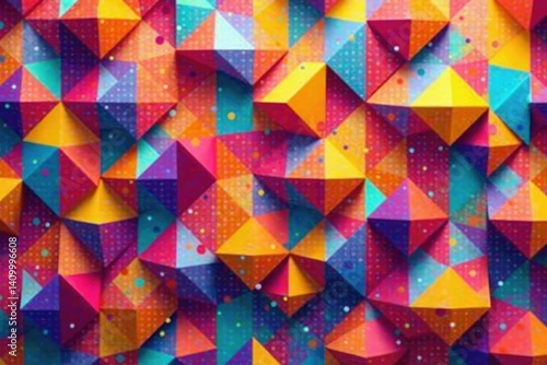 Abstract geometric shapes repeat seamlessly, vibrant colors , colorful, seamless