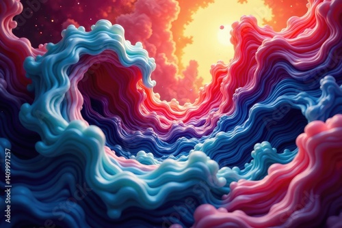 Abstract swirling organic shapes, infinitely looping , art, print, fabric