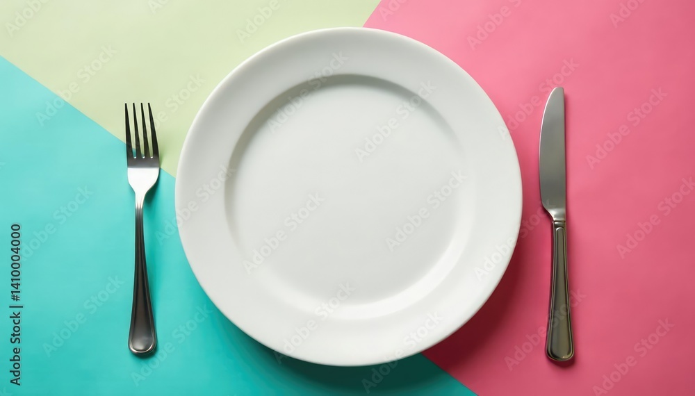 Empty plate with cutlery, signifying abstinence , schedule, detox Empty plate with cutlery, signifying abstinence , schedule, detox