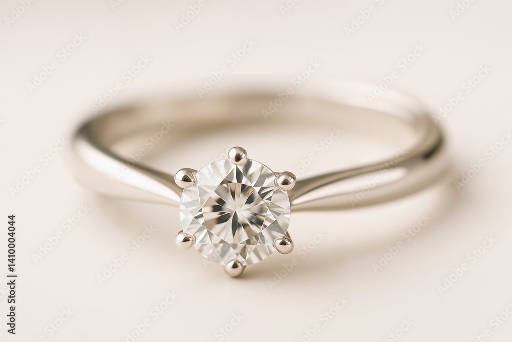 Elegant solitaire diamond engagement ring with a classic white gold band Elegant solitaire diamond engagement ring with a classic white gold band