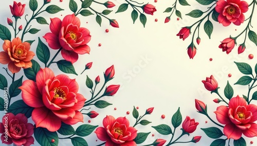 Fluid floral design, no breaks or edges Endless repeating motif of blossoms , floral, high-resolution