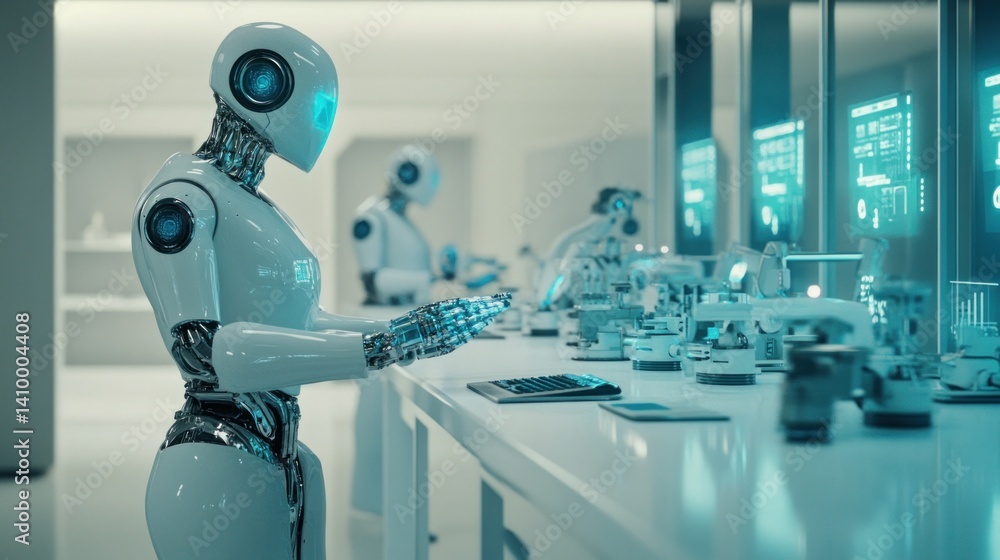 Fototapeta premium Futuristic Robotics Laboratory: Advanced AI and Automation