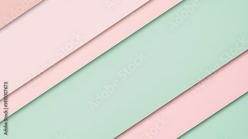 Abstract Pastel Pink and Mint Green Diagonal Layers Background