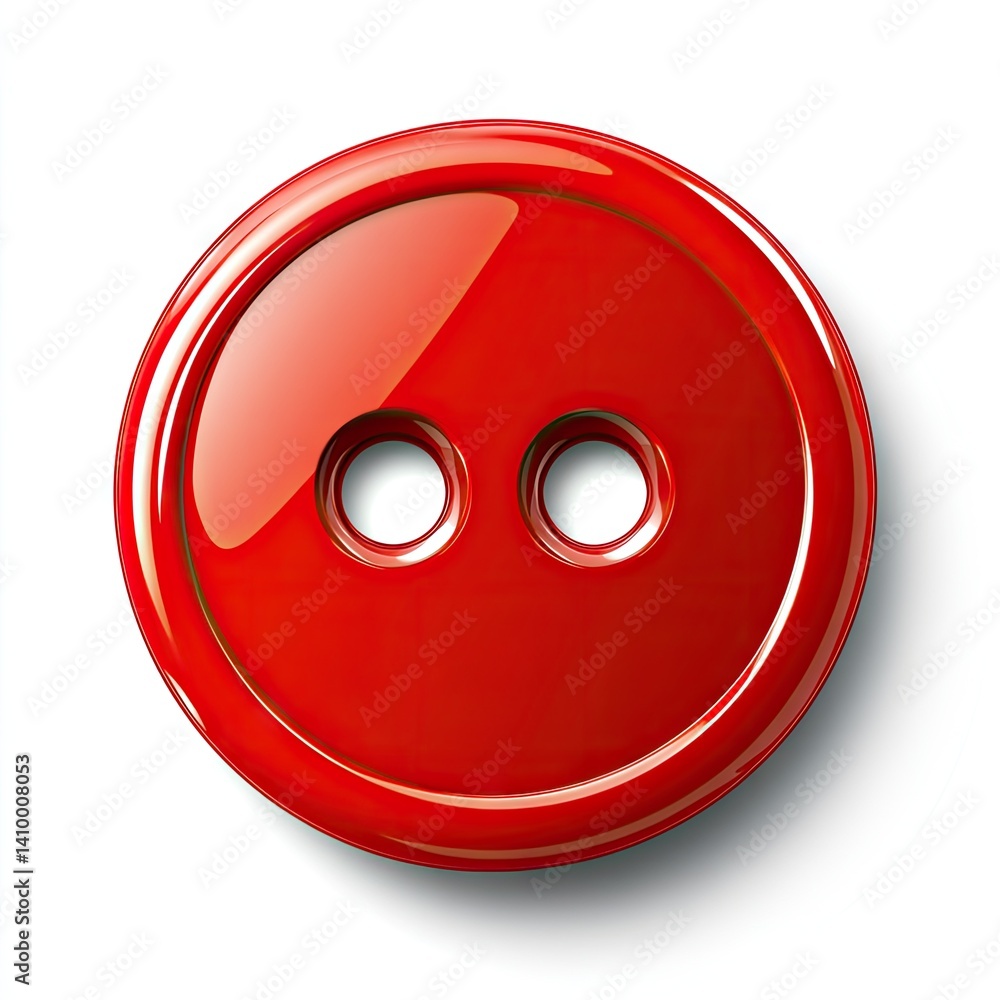 Fototapeta premium Shiny red two-hole button, glossy finish, isolated