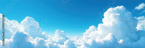 Vast azure expanse, fluffy white cumulus clouds , clouds, wispy