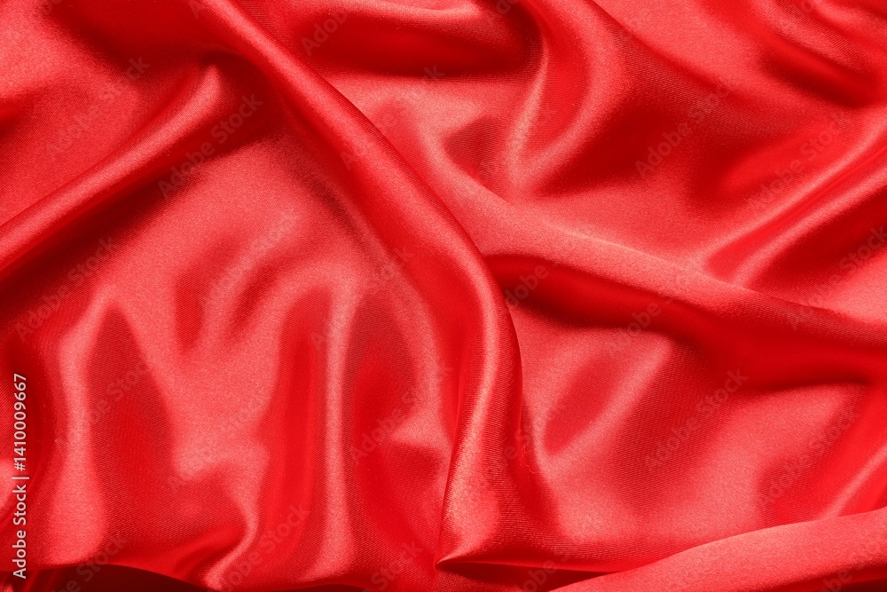 Red crumpled silk fabric as background, top view Red crumpled silk fabric as background, top view