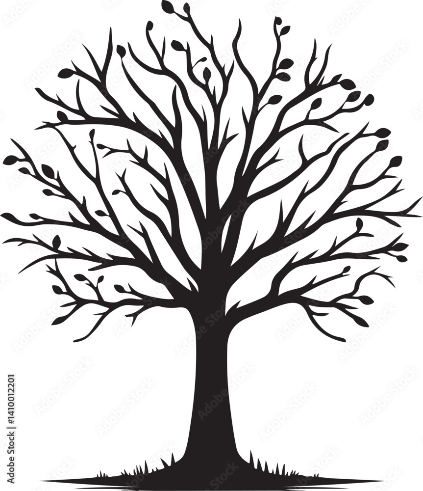 Elegant tree silhouette stark black design simple nature branches Elegant tree silhouette stark black design simple nature branches
