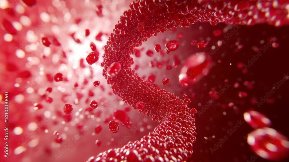 Movement of blood cells twisted into a spiral Movement of blood cells twisted into a spiral