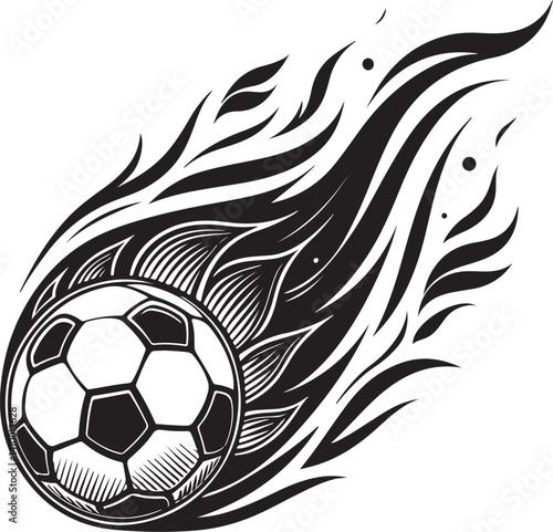 Football Fireball: A dynamic illustration of a football engulfed in flames, evoking a sense of power and passion.  This graphic design perfectly captures the thrill of the game.