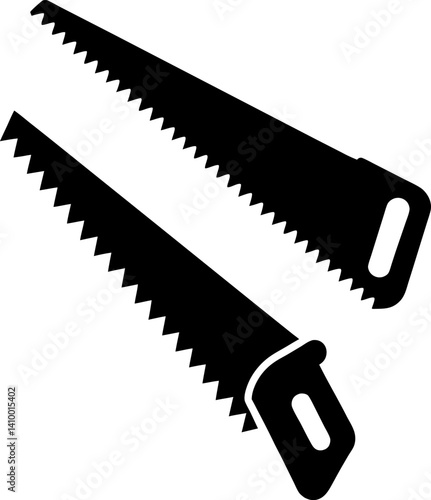 Hand saw art vectors and Set of black hand saw icon silhouette collections