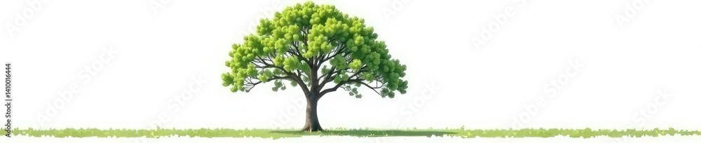 Fototapeta premium Single majestic tree against pure white background, natural, calm, peaceful