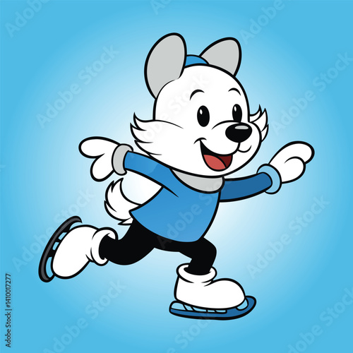 Cute Maltese Playing Ice Skating 