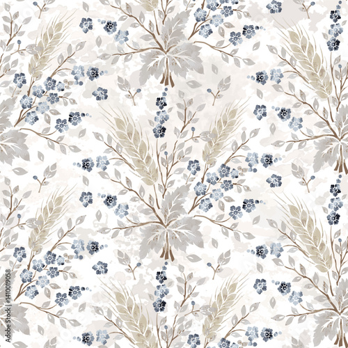 Cute pastel floral watercolor seamless pattern. Flower vector illustration background. Watercolor print in rustic vintage style, textile or wallpapers.