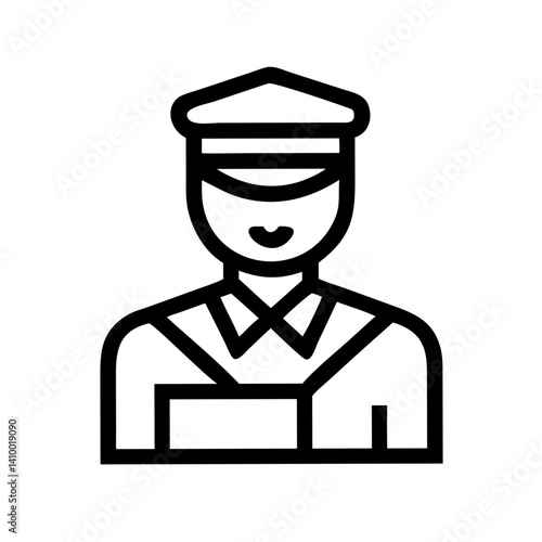 Postal worker smiling delivering mail in a simple line art style  