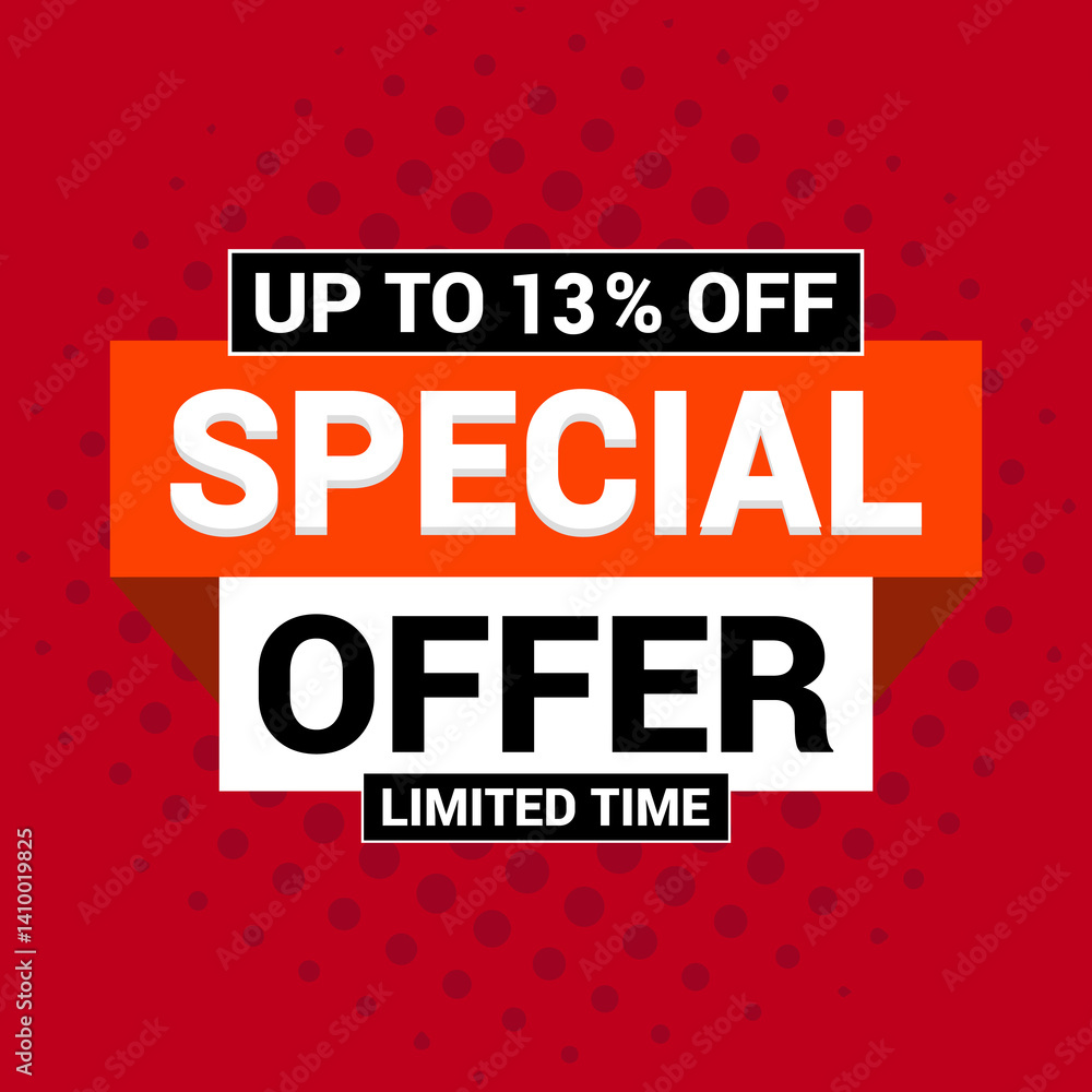 Special 13% offer vector icon design template Limited time special offer banner for marketing promotion Special 13% offer vector icon design template Limited time special offer banner for marketing promotion