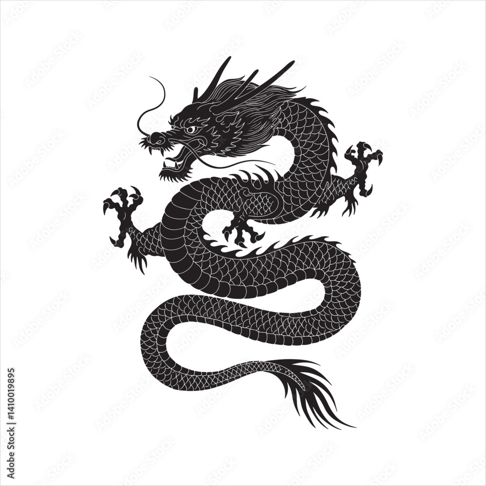 Majestic Chinese Dragon Silhouette Majestic Chinese Dragon Silhouette