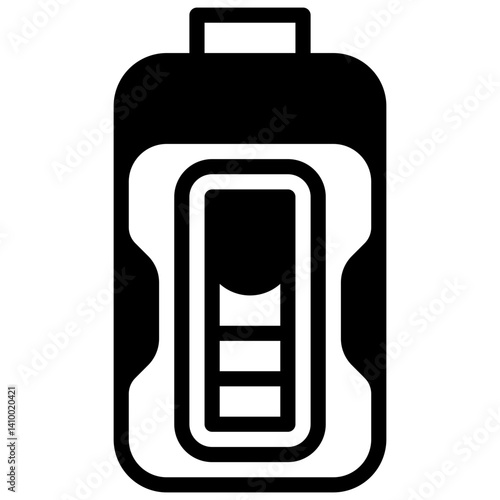 Battery. Outlined stroke vector icon with black-filled details.