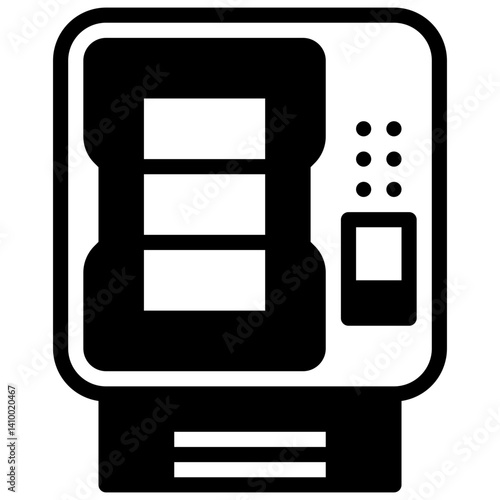 Vending machine. Outlined stroke vector icon with black-filled details.