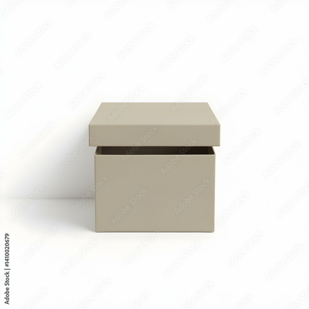 Small Square Product Box with Lift-Off Lid on Clean White Background Small Square Product Box with Lift-Off Lid on Clean White Background