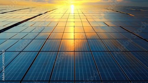 Wallpaper Mural A breathtaking view of solar panels reflecting the golden glow of a sunset, symbolizing renewable energy and sustainability efforts. Torontodigital.ca