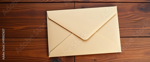 Obraz na płótnie A rustic brown kraft envelope sits on a wood table, blank, object, close-up w salonie