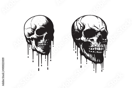 Melting Skull Vector Illustration - Dark and Gothic Design