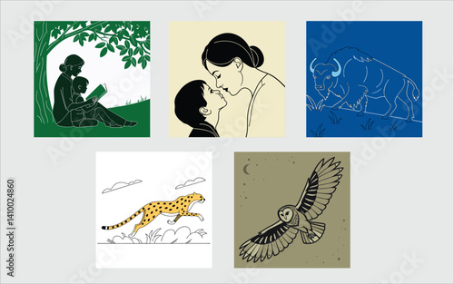 Female body vector illustration with tattoo floral elements design template