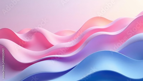 Abstract wavy lines, flowing curves in pastel hues, bright, stylish