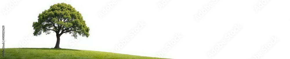 A solitary tree's branches stretch towards the sky on a pure white background, landscape, organic A solitary tree's branches stretch towards the sky on a pure white background, landscape, organic
