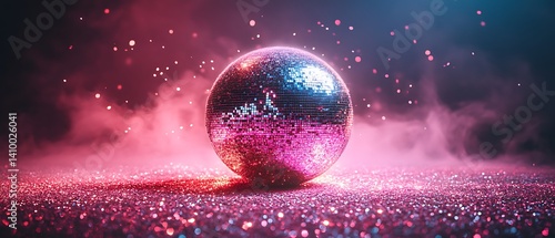 Disco Ball on Glittery Surface