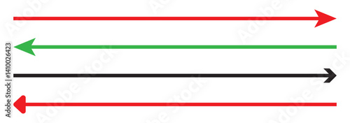 Set of both side long arrow icon. Arrows icon vector. Set Right and Left pointer arrow. EPS 10