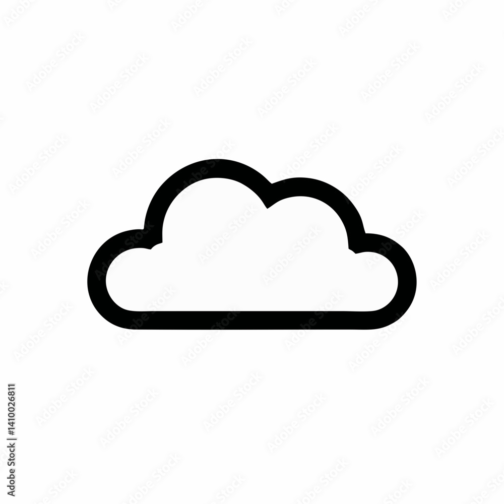 Minimalist vector illustration of a cloud shape Minimalist vector illustration of a cloud shape