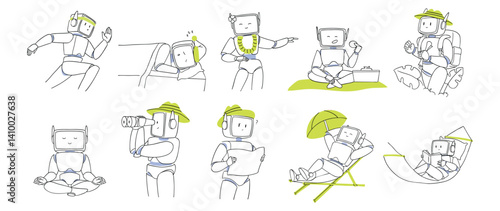 Robot in Summer Activity Concept