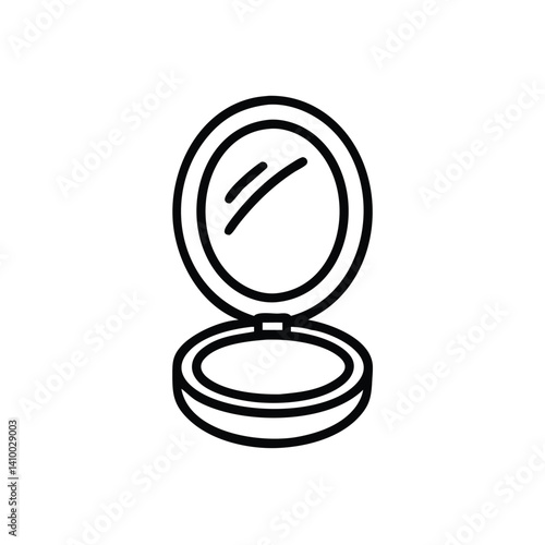 Makeup Powder Compact Open With Mirror Line Icon Style Design