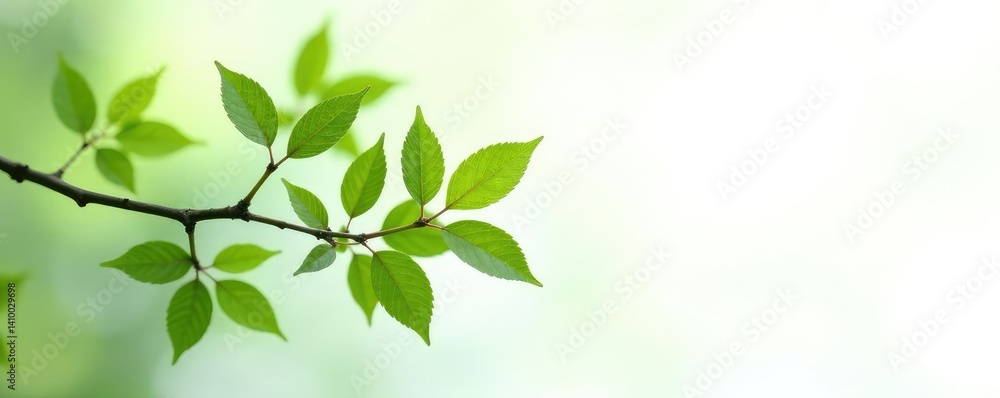 Delicate branches with leaves isolated on white background, leaf, greenery Delicate branches with leaves isolated on white background, leaf, greenery