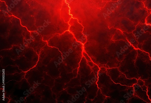 Red and Black Abstract Background with Electric Lightning