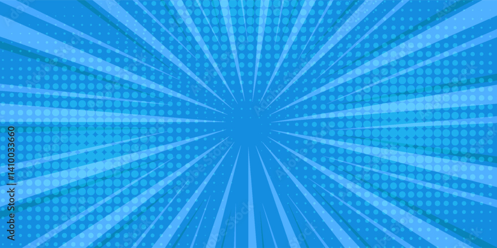 Obraz premium Abstract blue comic zoom background vector illustration