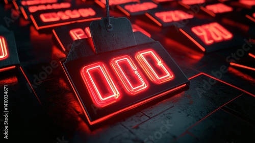 Neon Red Digital Countdown: Mysterious Sci-Fi Abstract