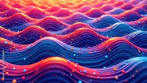 Interlocking wave shapes, rhythmic undulation forming a repeating wallpaper design , background, seamless