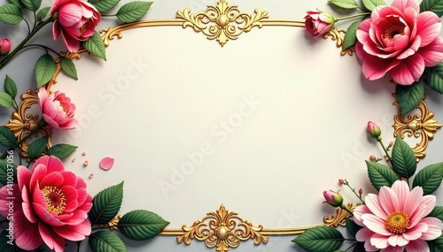 Intricate floral damask, elegant gold accents, style, interior, background