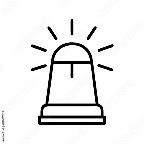 Siren lamp illuminating emergency signals in simple lines  