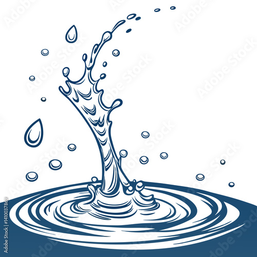 Water Splashing in Abstract Style with Blue Colors  