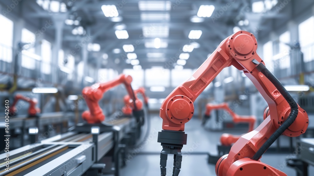 Fototapeta premium Robotic Arm Automation: Smart Manufacturing Solutions for Industrial Factories 