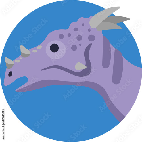 Depiction of Dracorex, a dinosaur with a dragon-like skull and spiky head features