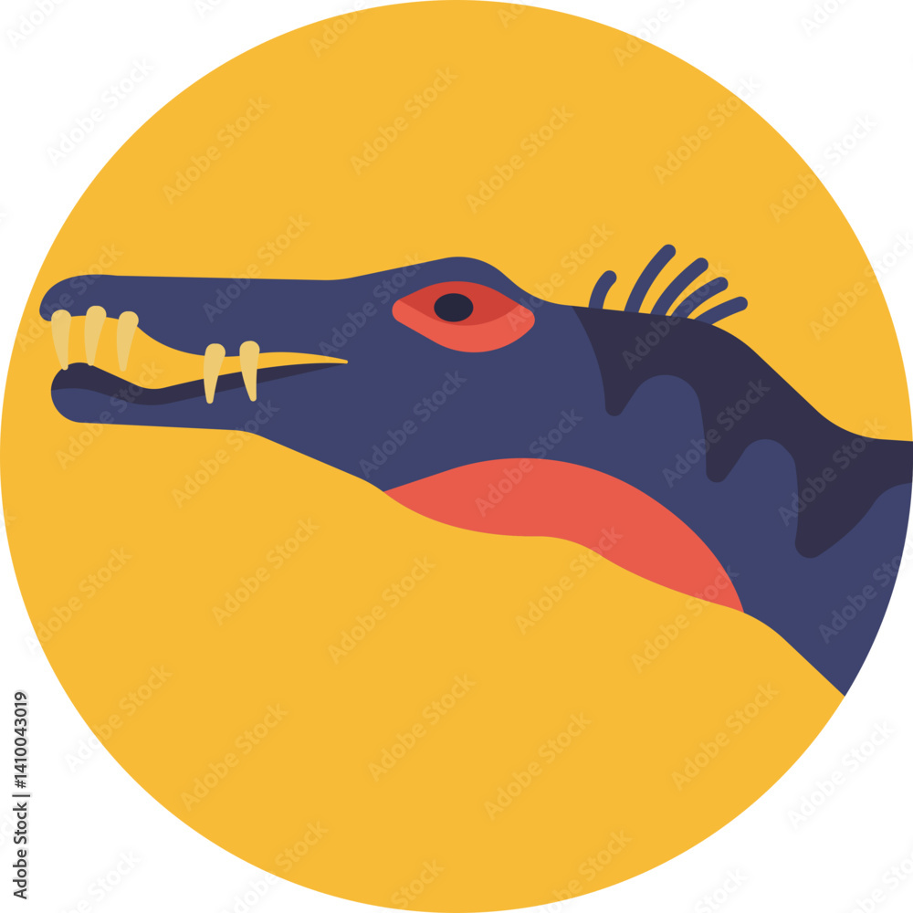 Fototapeta premium A large, predatory dinosaur with a distinctive sail-like structure on its back, known for its semi-aquatic lifestyle.
