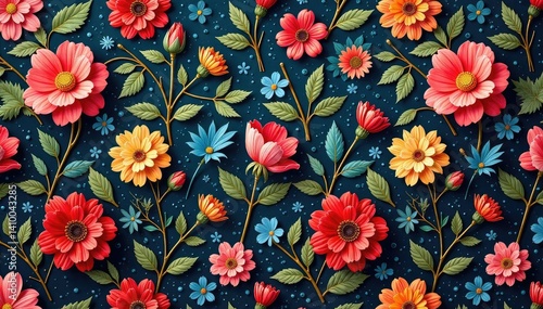 Intricate woven floral tapestry, seamless repeat , flower, graphic