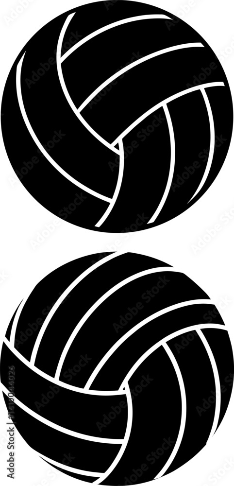 Obraz premium Volleyball art vectors and Set of black sport balls icon silhouette collections