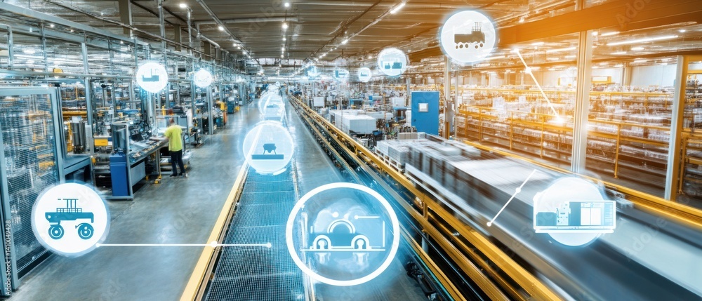 Fototapeta premium Smart Factory: Automation and Logistics in Modern Manufacturing