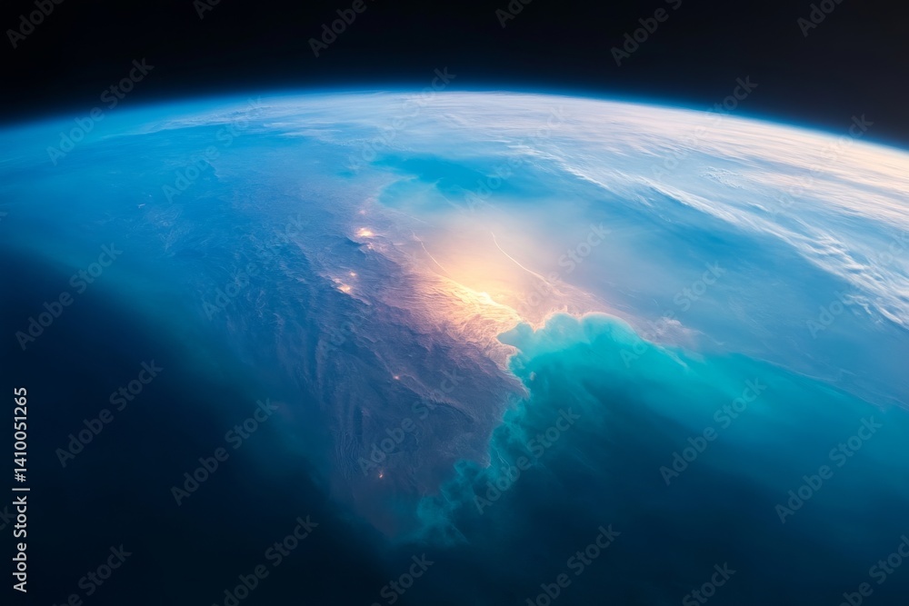 Magnificent view of earth from space showing stunning atmosphere and curved horizon